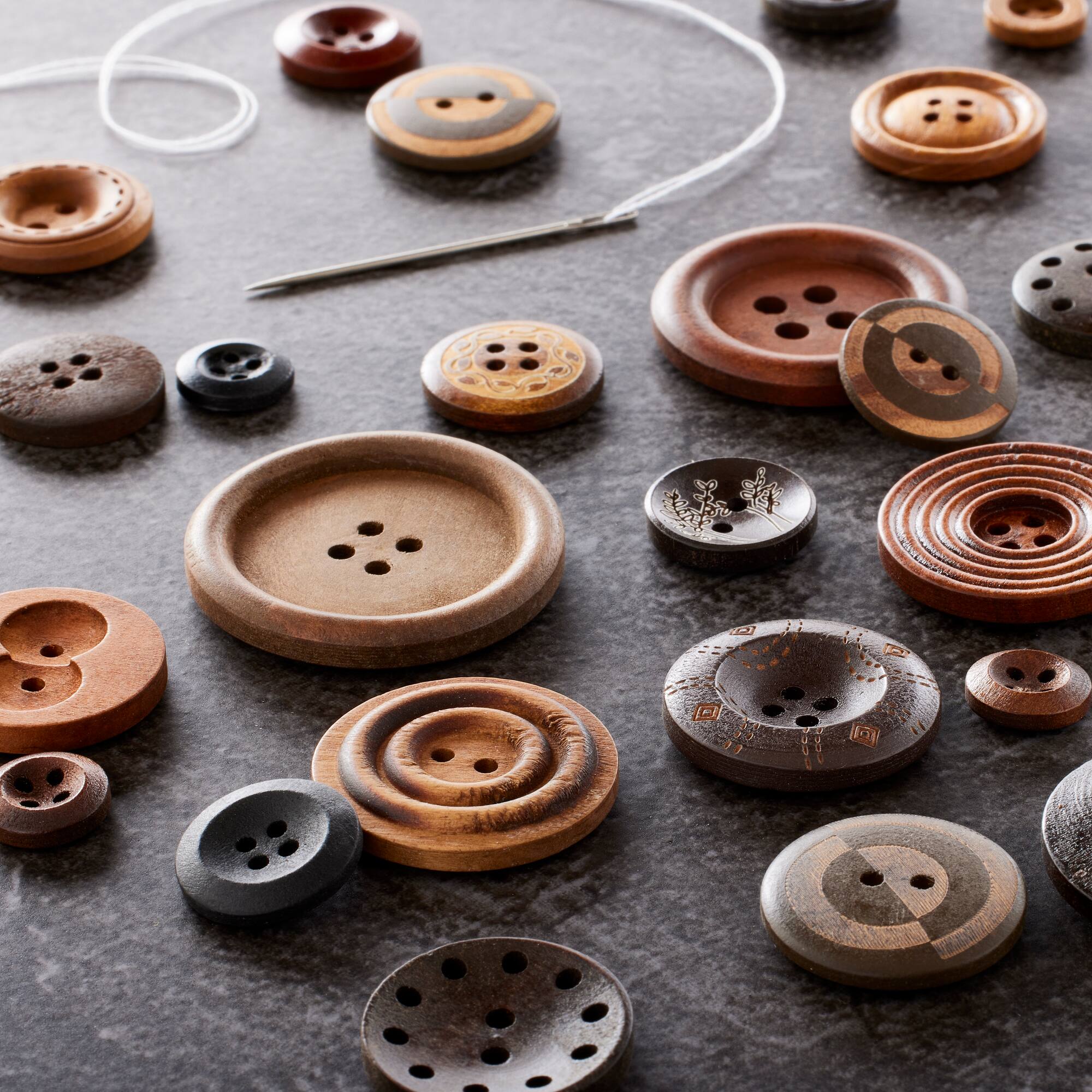 Brown Wooden Buttons By Loops & Threads®